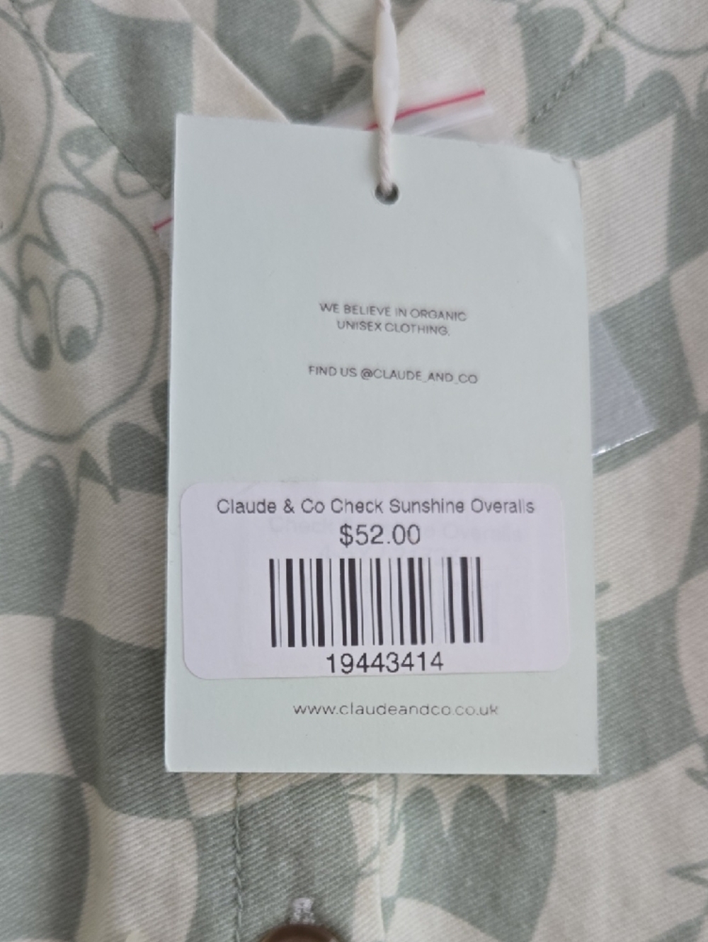 Claude & ConCheck Sunshine Overalls Print One-Piece Jumpsuit in Sage and Cream - Picture 5 of 5